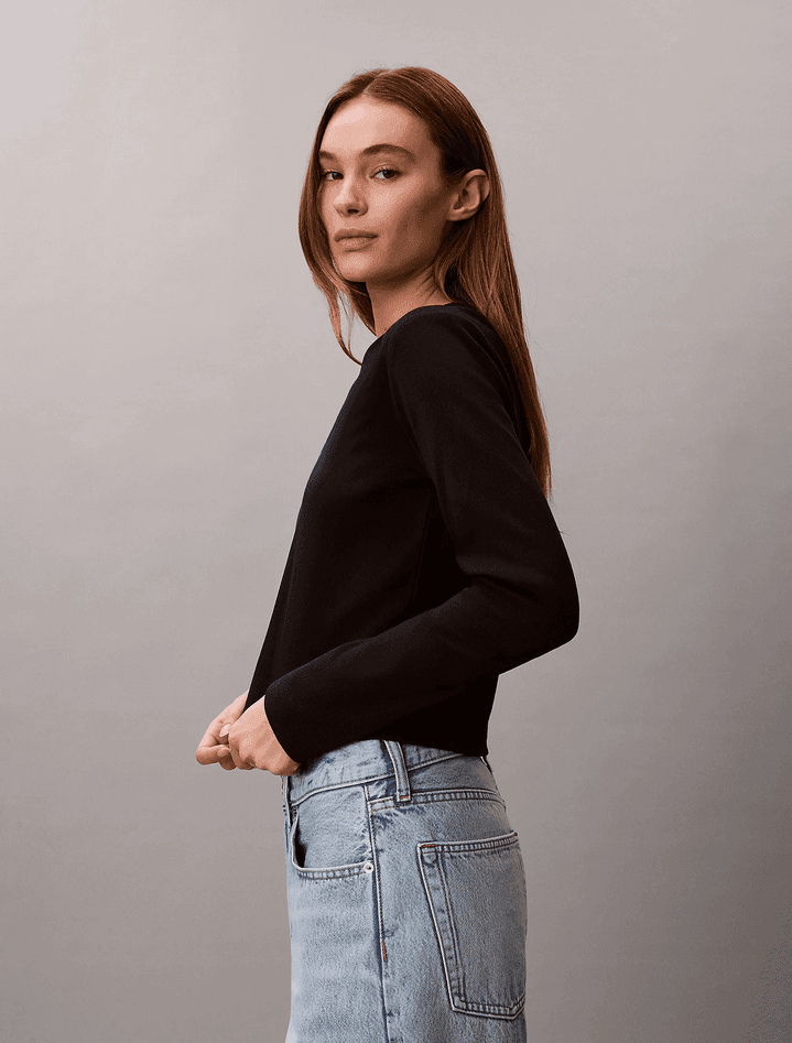 calvin klein t-shirt a maniche lunghe donna nero - 3