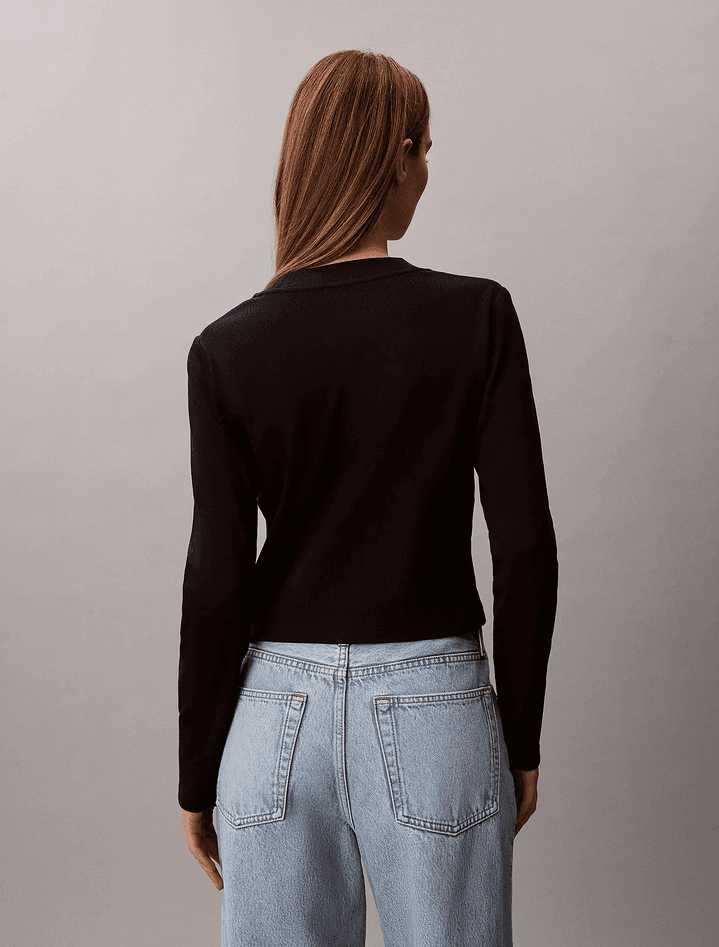 calvin klein t-shirt a maniche lunghe donna nero - 5