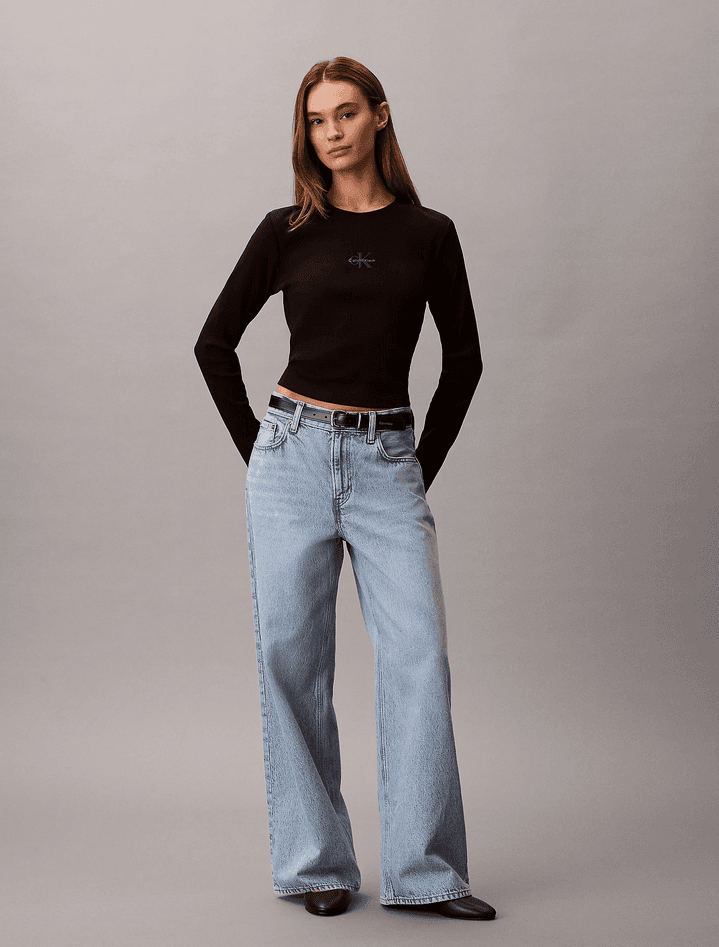 calvin klein t-shirt a maniche lunghe donna nero - 6