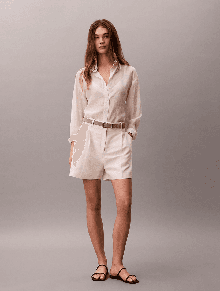 calvin klein camicia con retro intrecciato donna white sand - 3