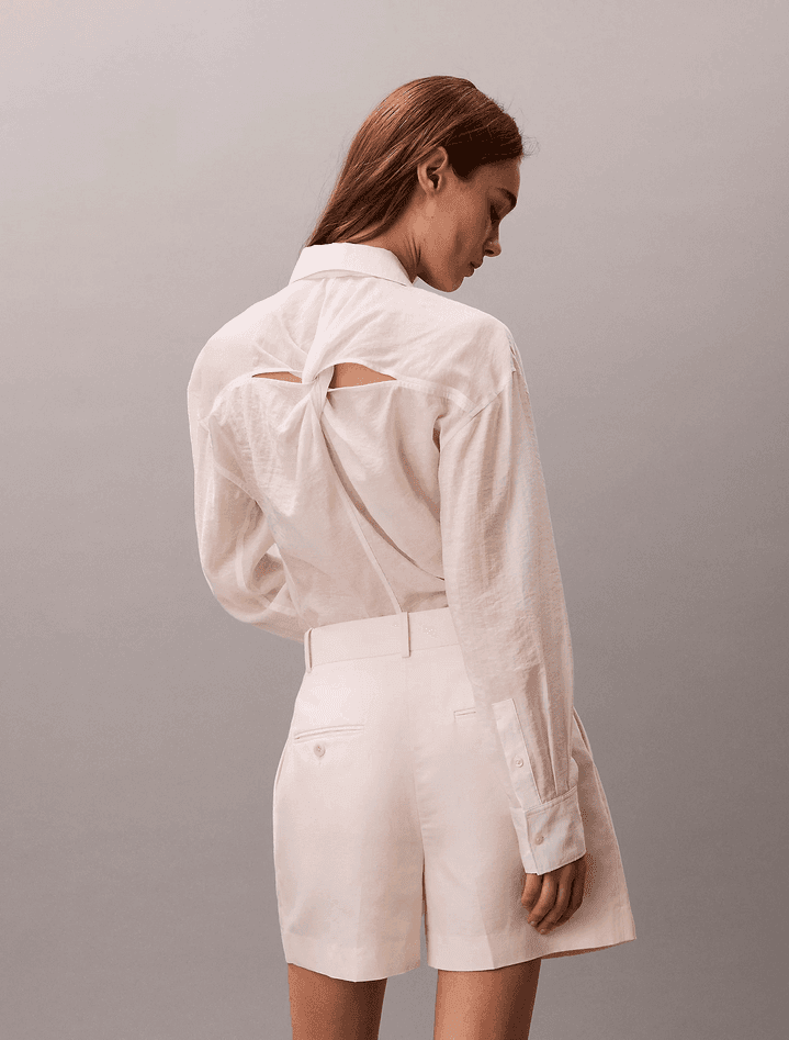 calvin klein camicia con retro intrecciato donna white sand - 4