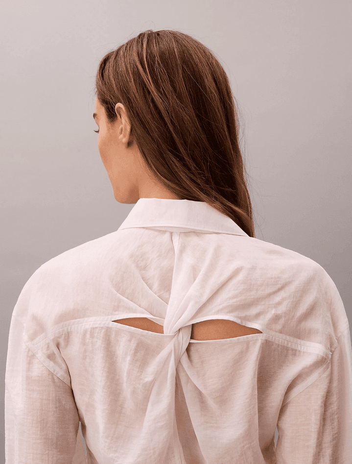 calvin klein camicia con retro intrecciato donna white sand - 5