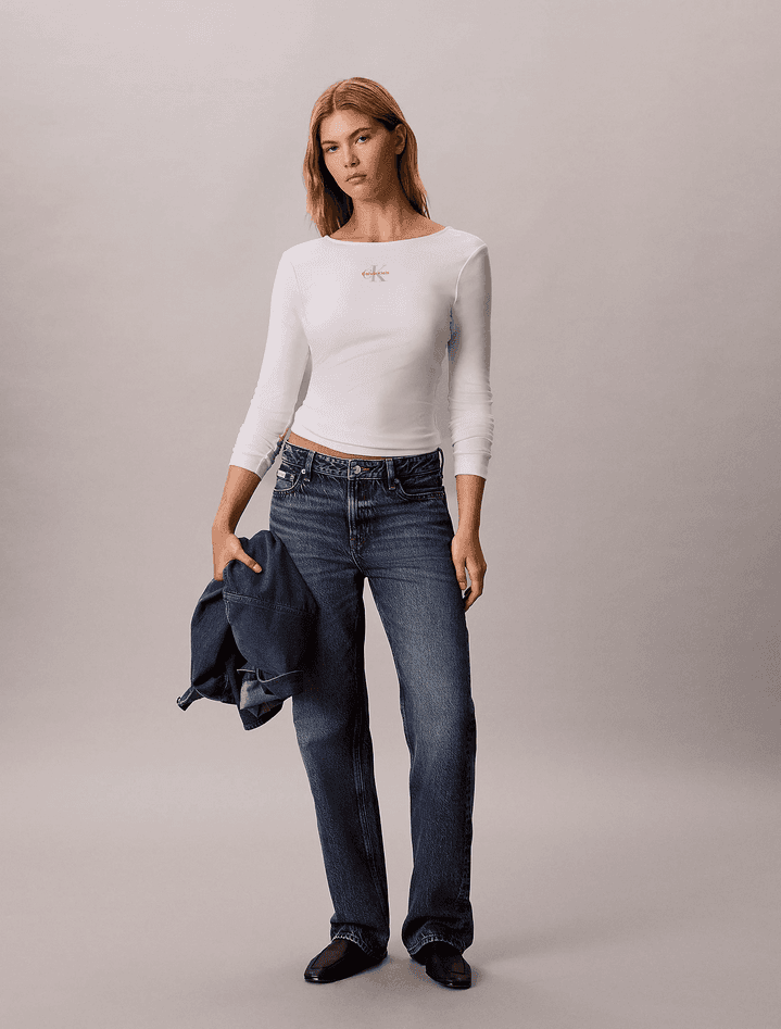 calvin klein t-shirt con scollo a u sul retro donna grigio - 5