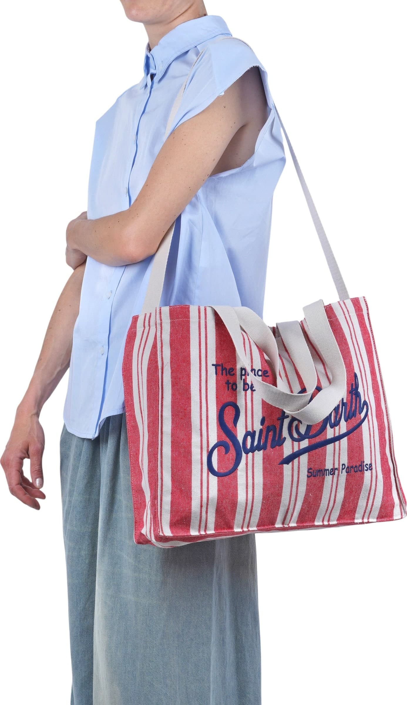 MC2 SAINT BARTH MC2 Saint Barth - Borsa media - 471028 - Panna/Rosso - 2
