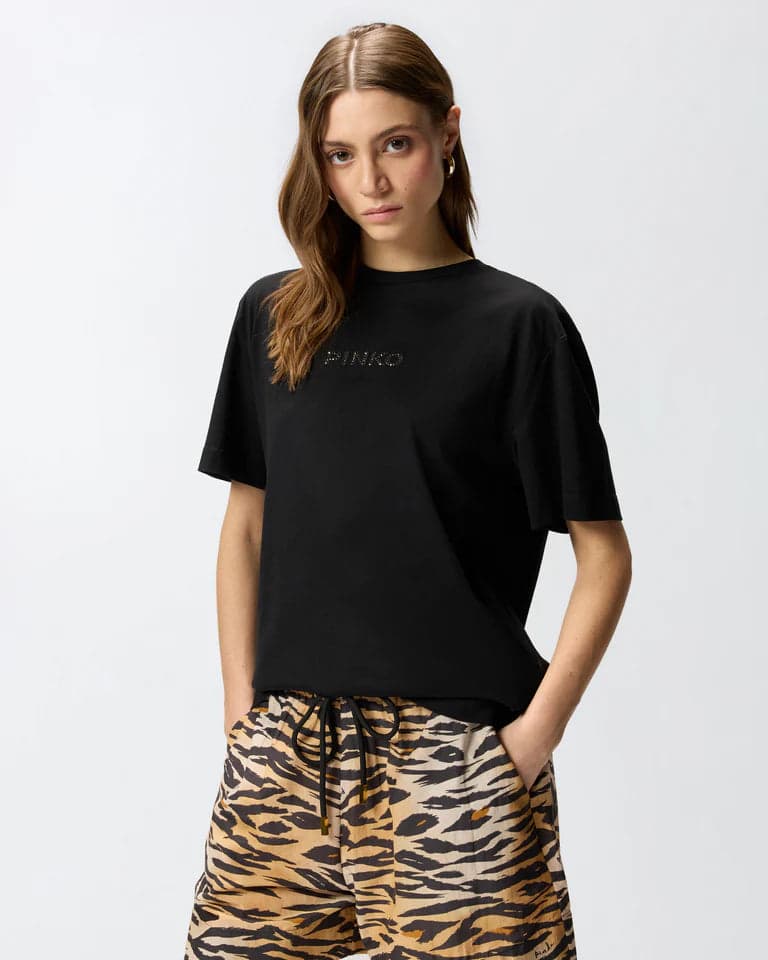 Pinko PINKO  STREPITOSO T-SHIRT JERSEY LOGO SS26 - 7