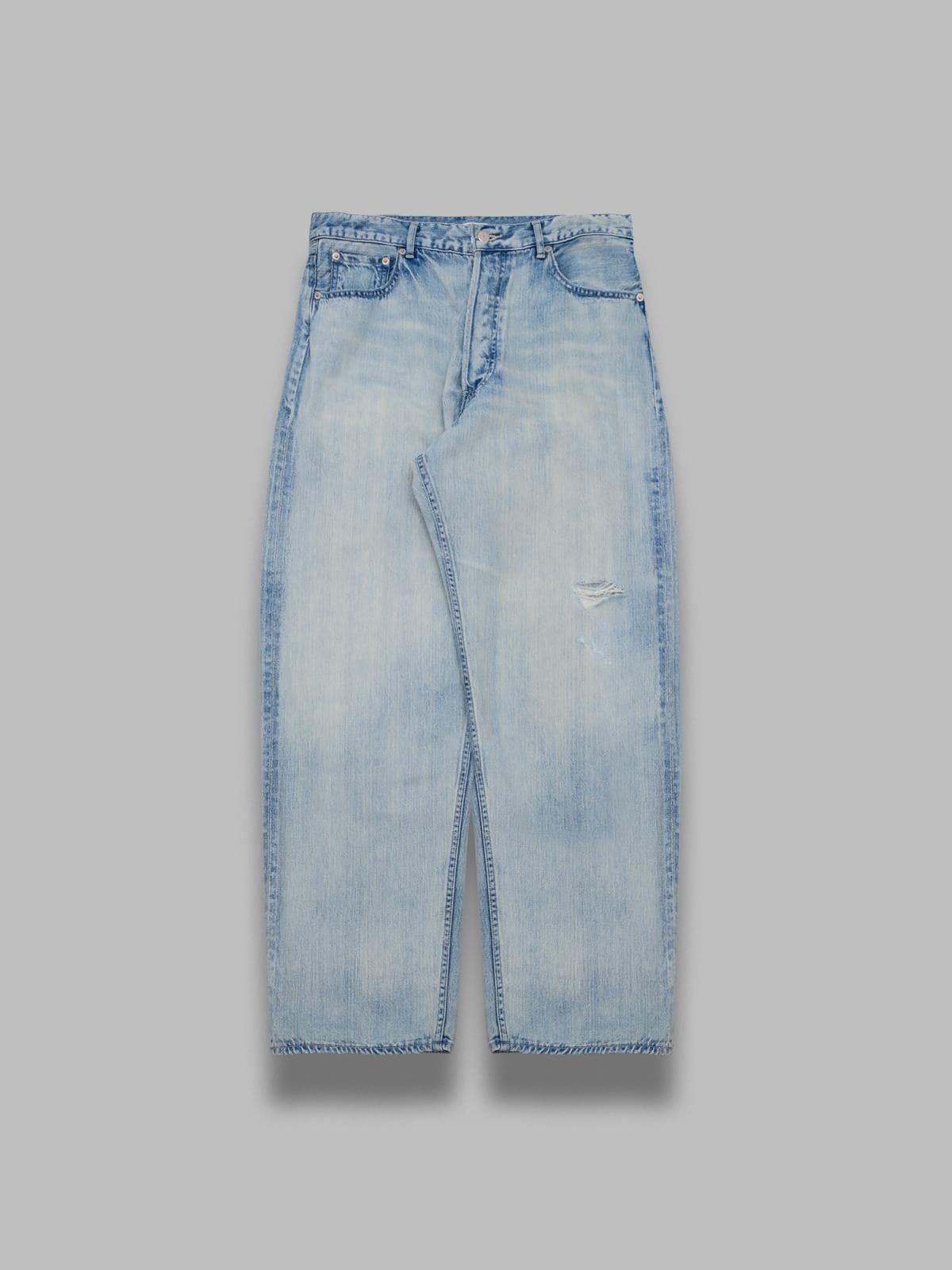 AURALEE faded selvedge light denim wide pants