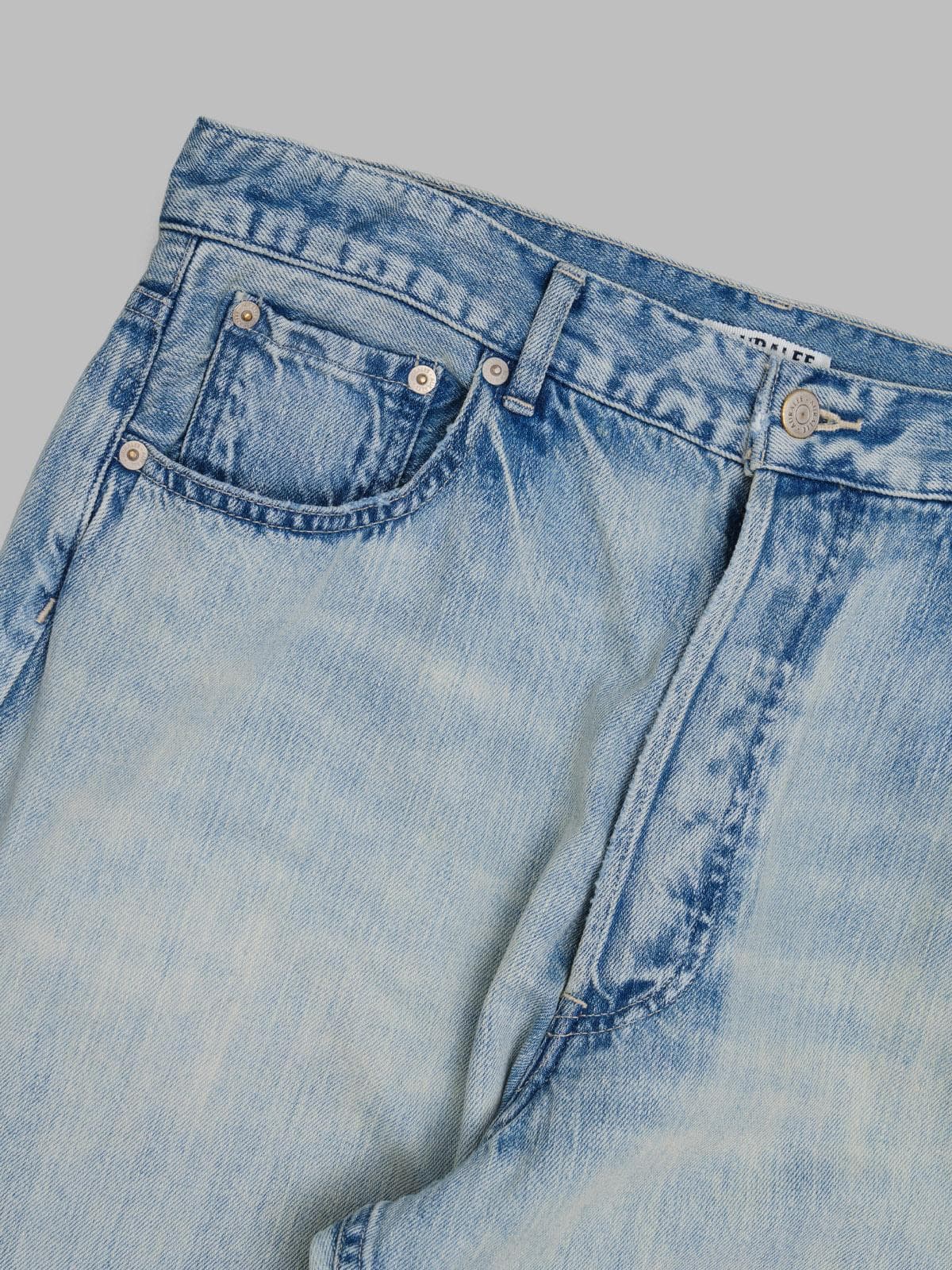 AURALEE faded selvedge light denim wide pants - 3