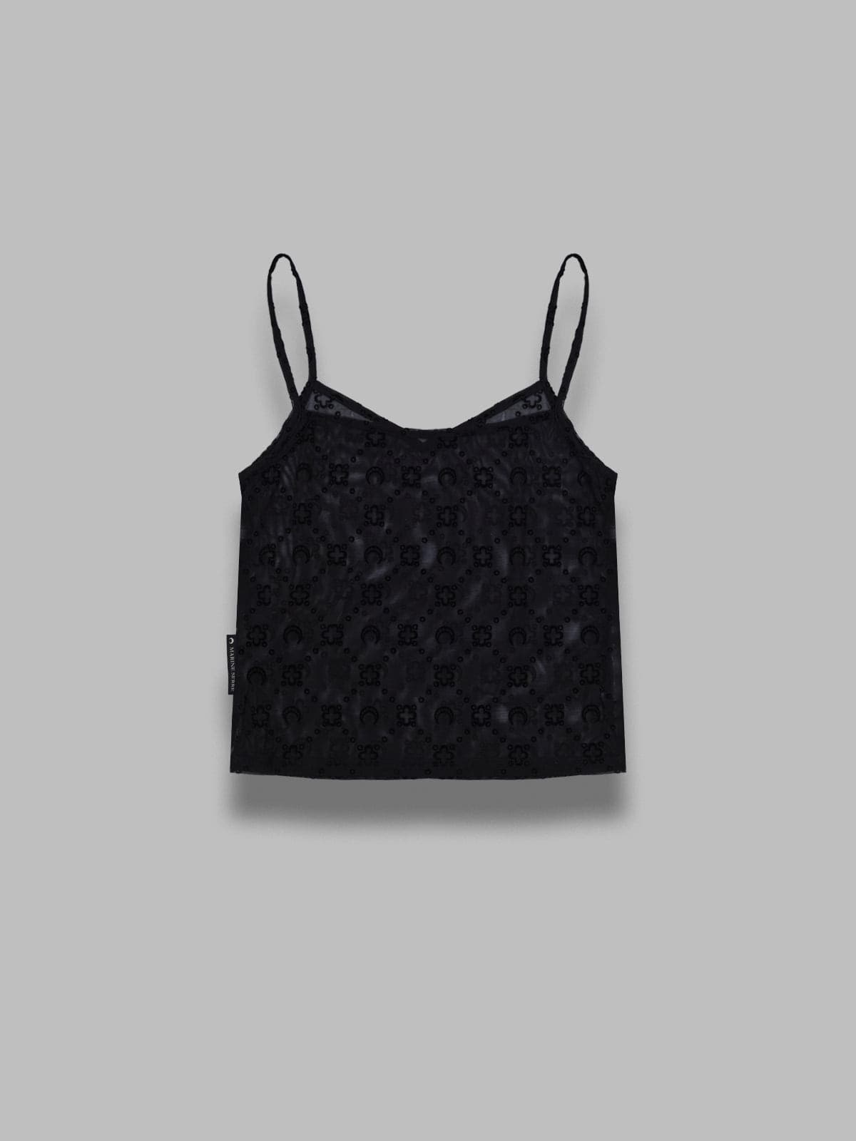 MARINE SERRE monogram mesh flock straps top - 2