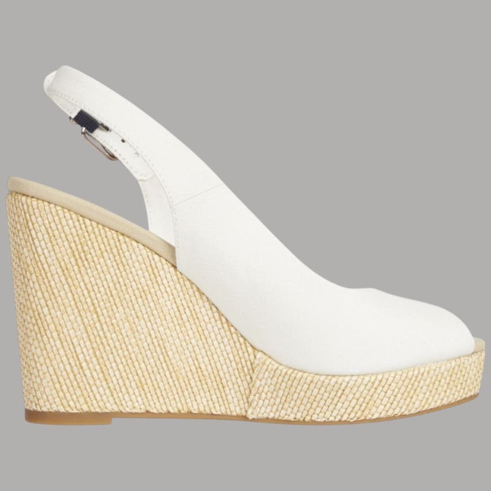 Tommy Hilfiger Sandali Zeppe Donna Bianchi Plateau Altezza 10,5 cm - 2