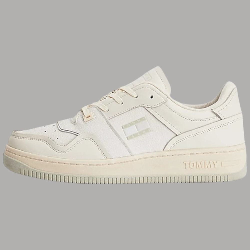 Tommy Jeans sneakers basket Cupsole beige misto pelle suola gomma - 7
