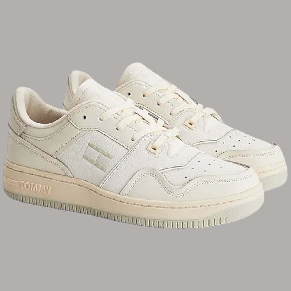 Tommy Jeans sneakers basket Cupsole beige misto pelle suola gomma - 2
