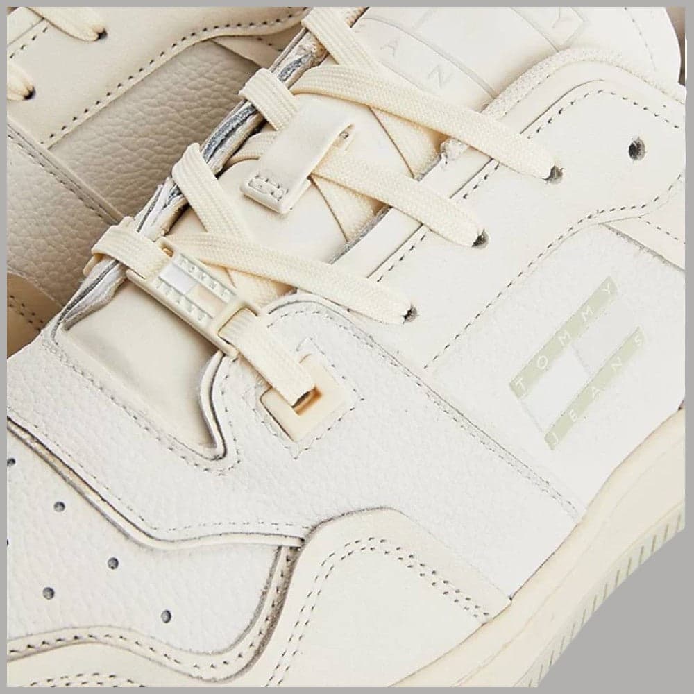 Tommy Jeans sneakers basket Cupsole beige misto pelle suola gomma - 4