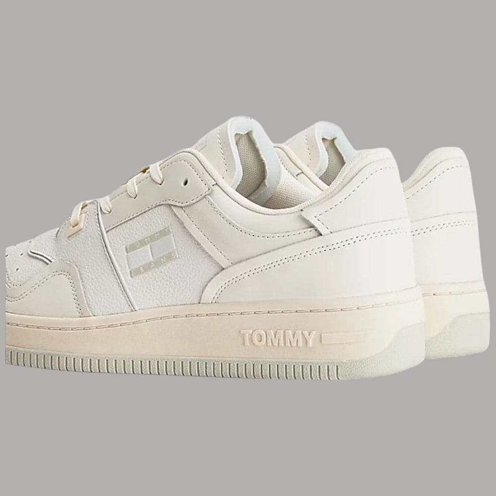 Tommy Jeans sneakers basket Cupsole beige misto pelle suola gomma - 5