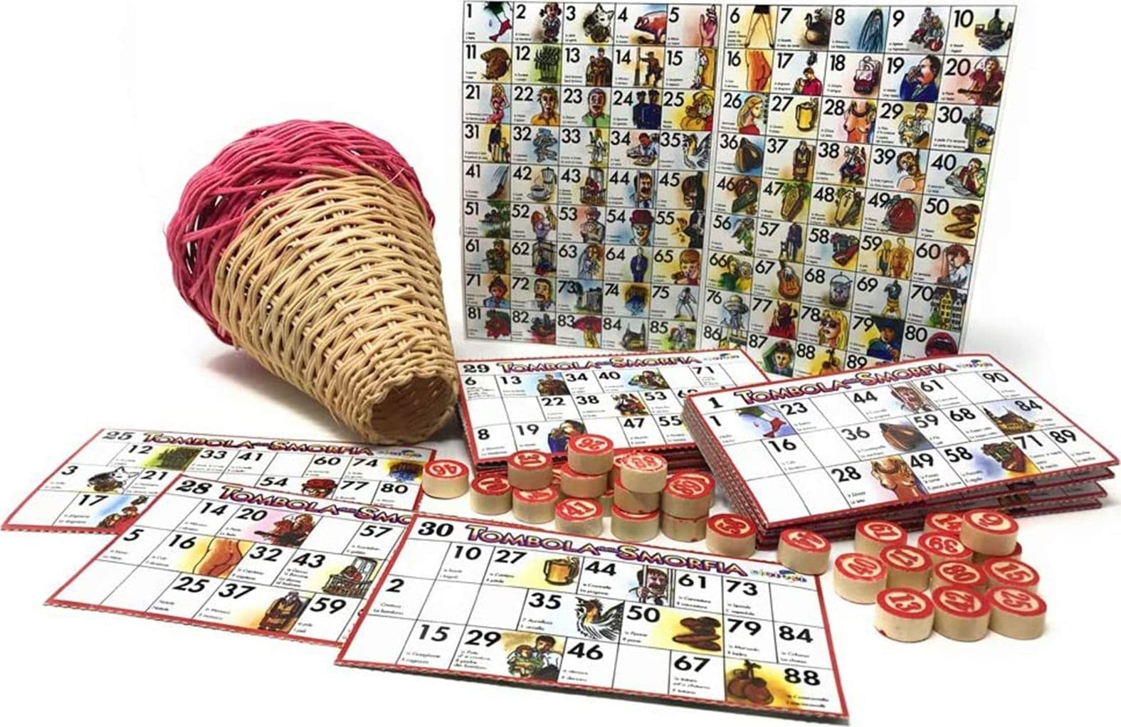Gioco tombola napoletana la smorfia con cartelle a colori e numeri in legno - 5