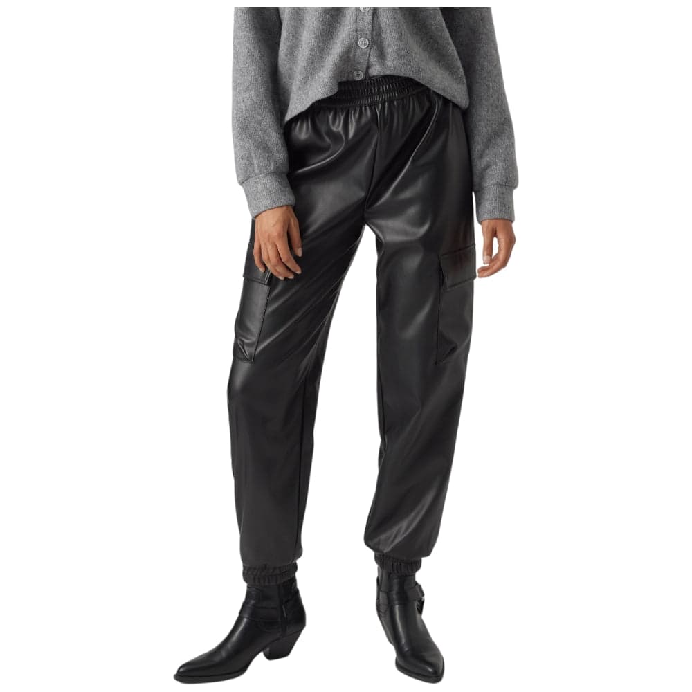 Vero Moda pantalone cargo ecopelle nero10299437 - 6