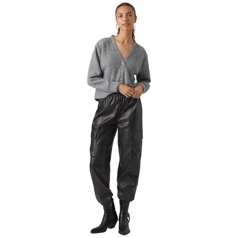 Vero Moda pantalone cargo ecopelle nero10299437 - 3