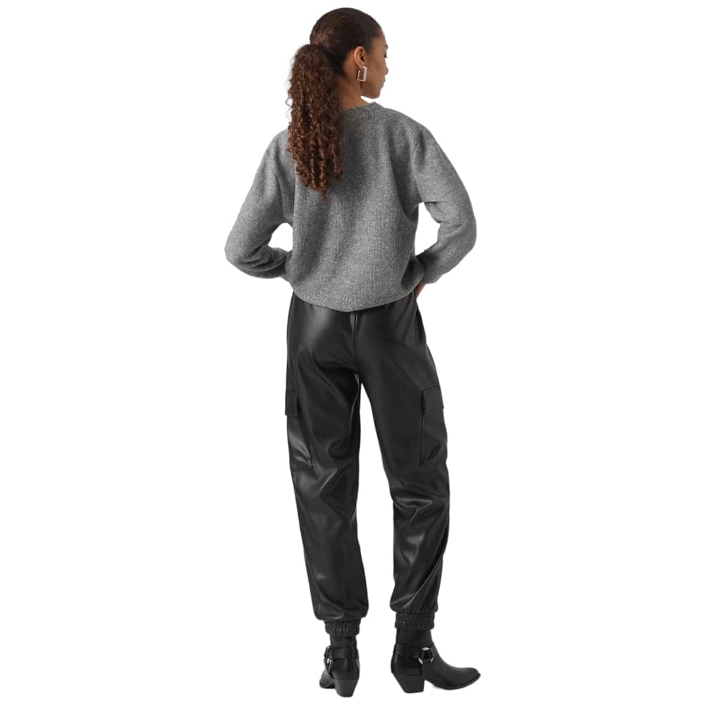 Vero Moda pantalone cargo ecopelle nero10299437 - 4