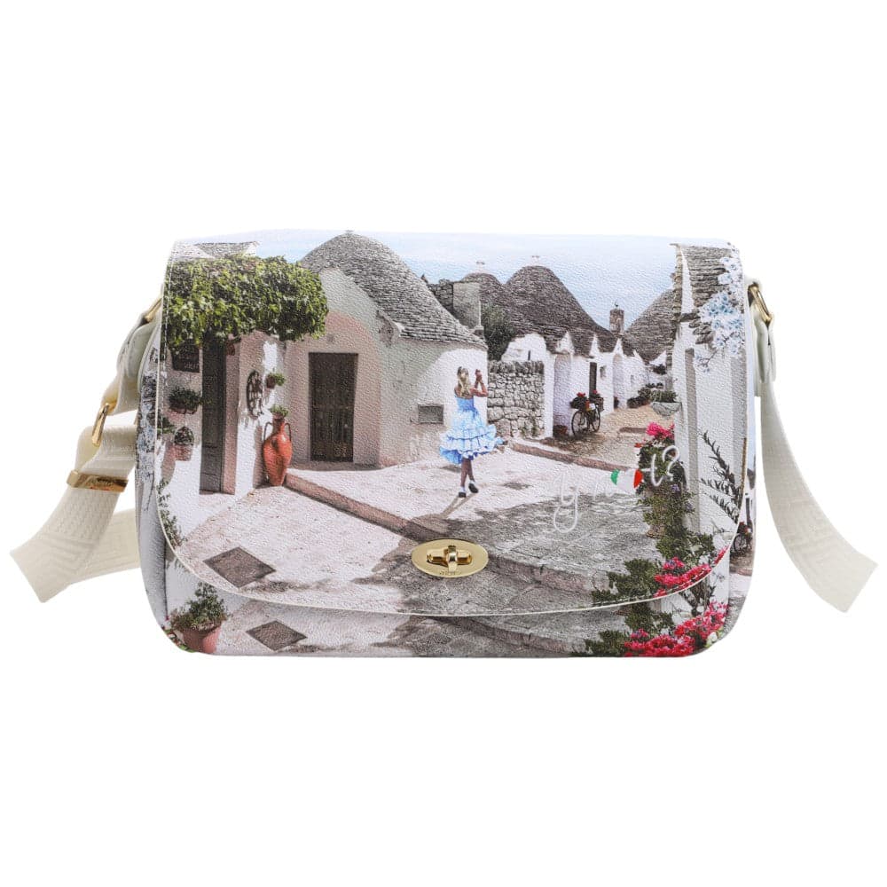 YNot borsa flap bag in ecopelle con tracolla regolabile e ciondolo bianco - 3