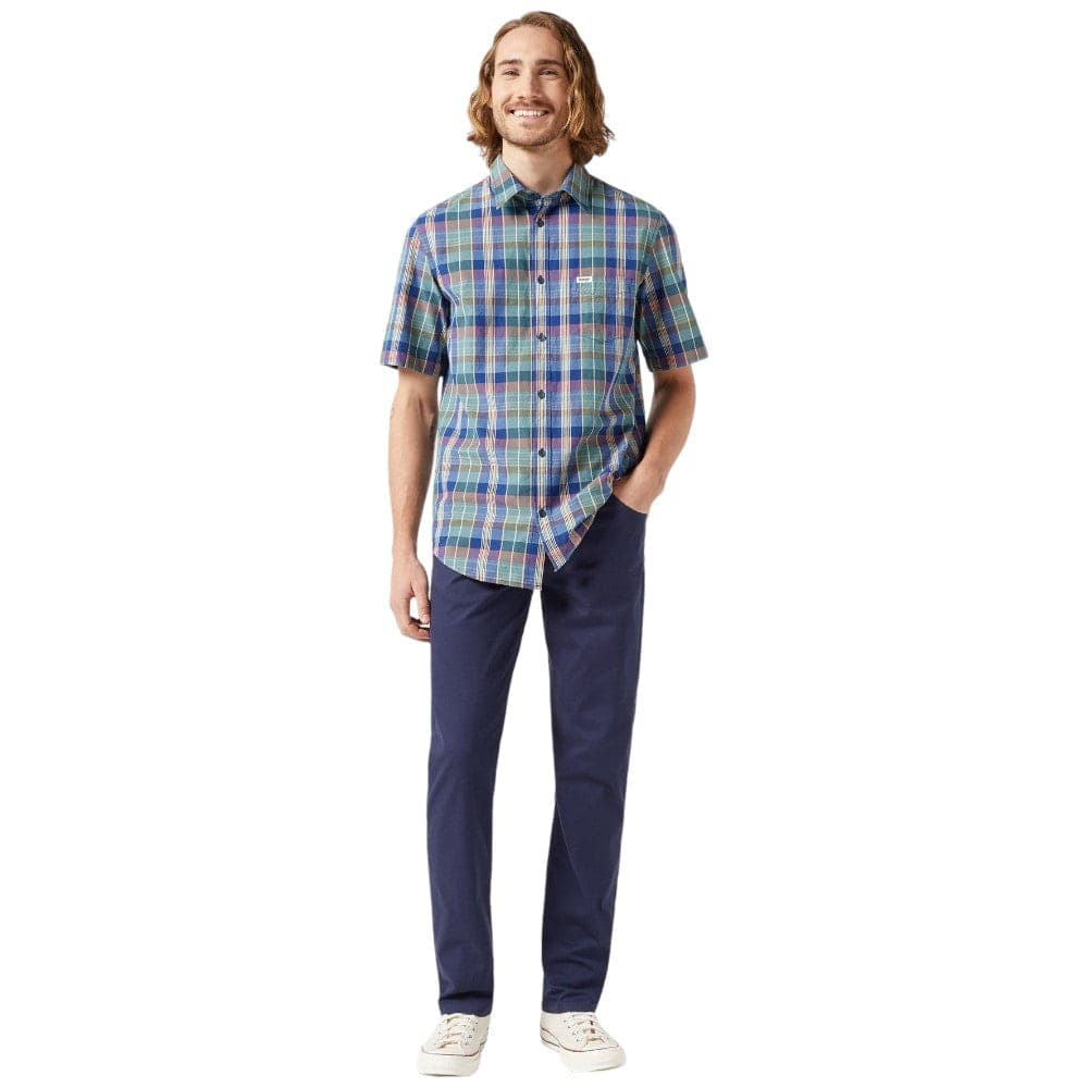 Wrangker pantalone blu navy Greensboro regular straight 112350802 - 4