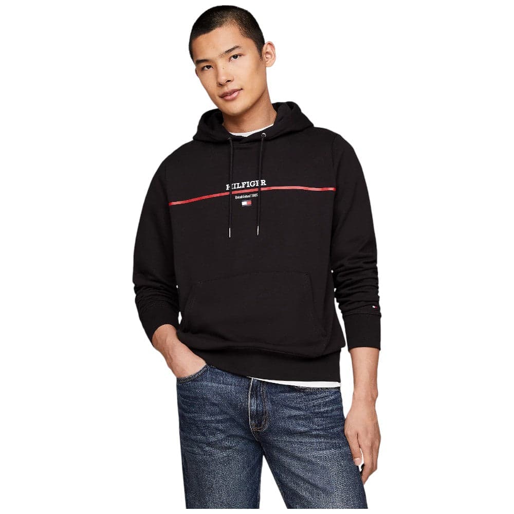 Tommy Hilfiger felpa nera cappuccio terry MW0MW35556 - 2