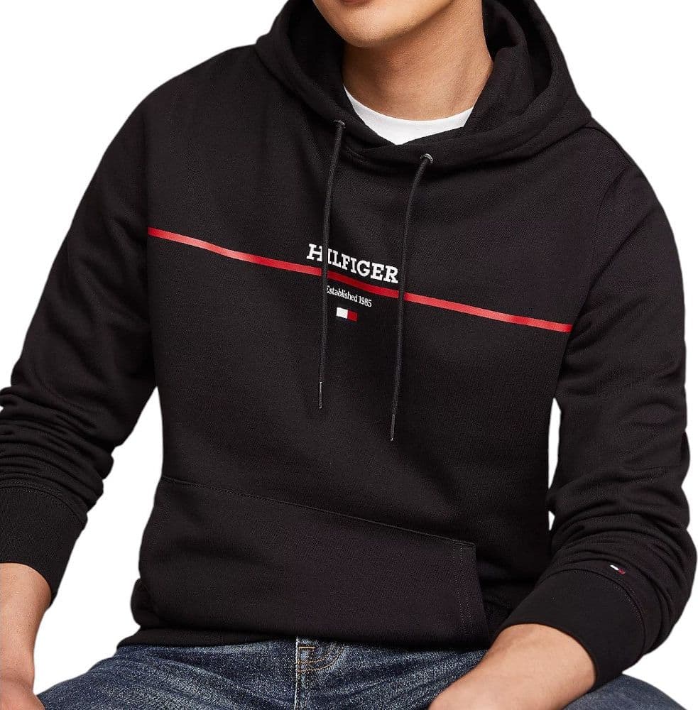 Tommy Hilfiger felpa nera cappuccio terry MW0MW35556 - 3