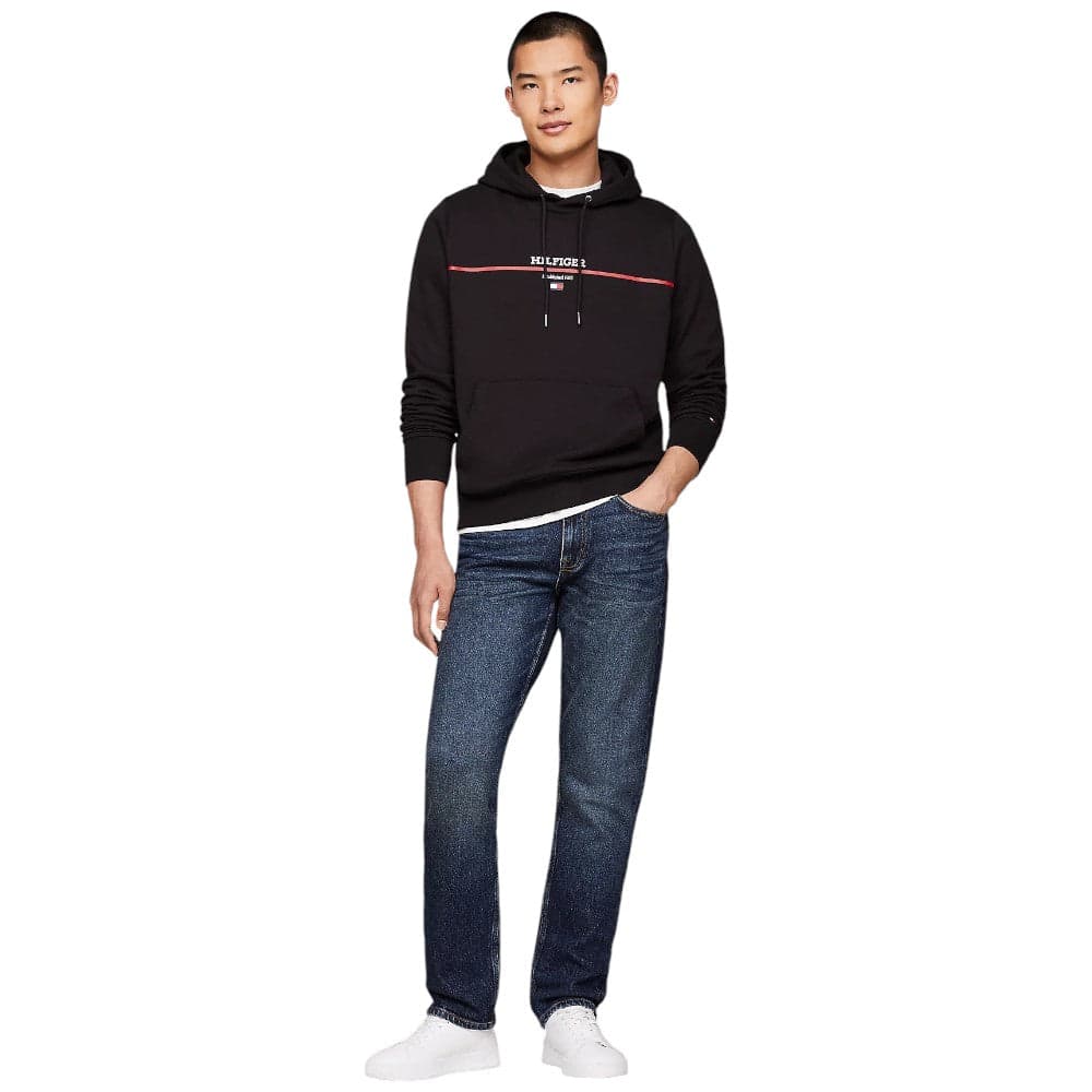 Tommy Hilfiger felpa nera cappuccio terry MW0MW35556 - 4