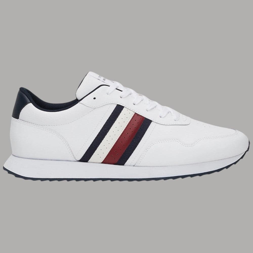 Tommy Hilfiger sneakers Runner Evo in pelle bianca modello basso con suola seghettata - 9