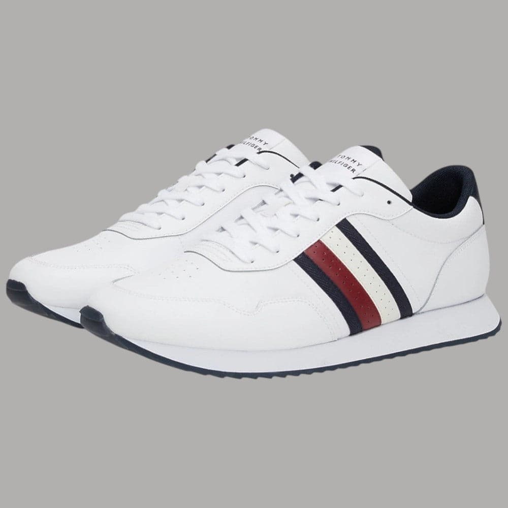 Tommy Hilfiger sneakers Runner Evo in pelle bianca modello basso con suola seghettata - 3