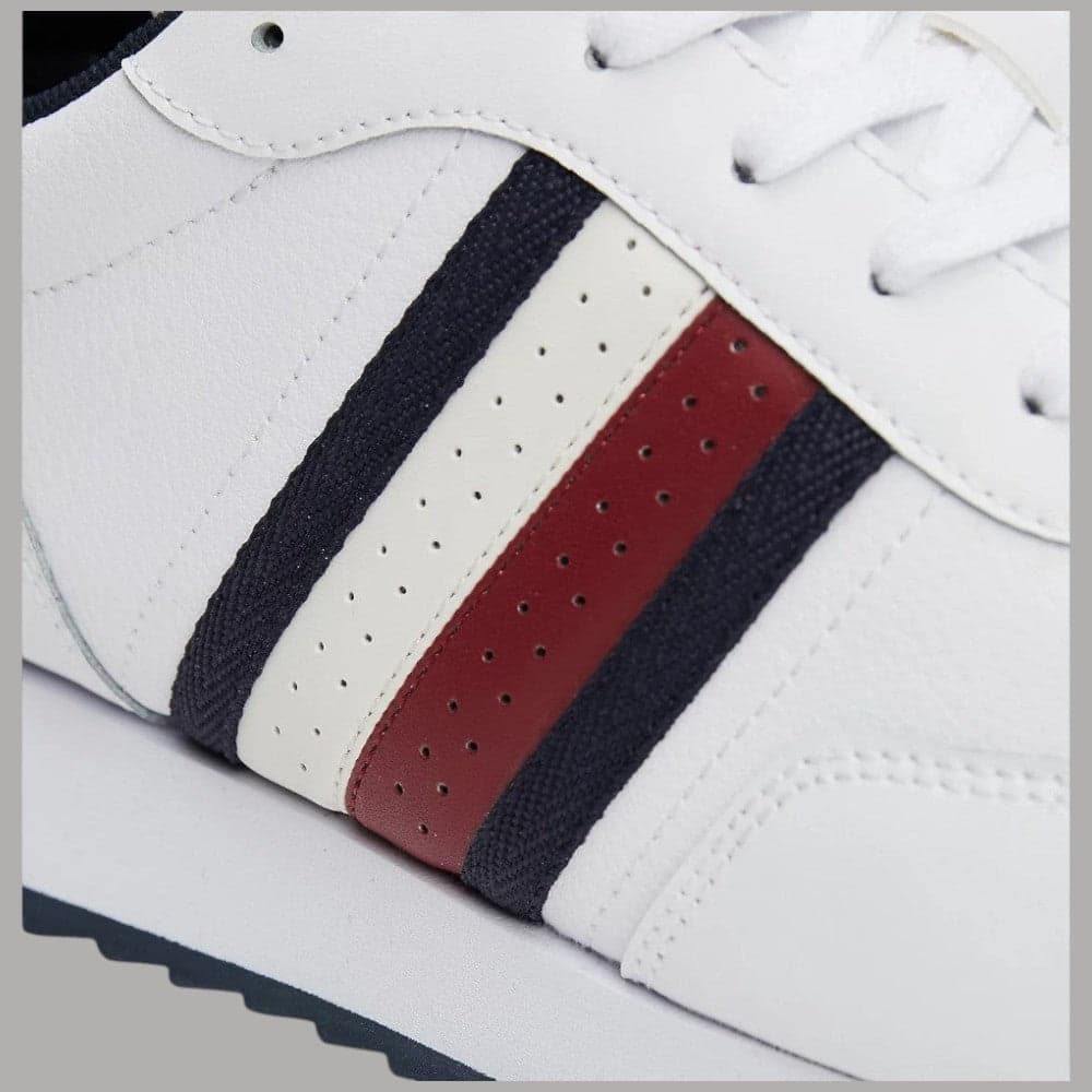 Tommy Hilfiger sneakers Runner Evo in pelle bianca modello basso con suola seghettata - 5