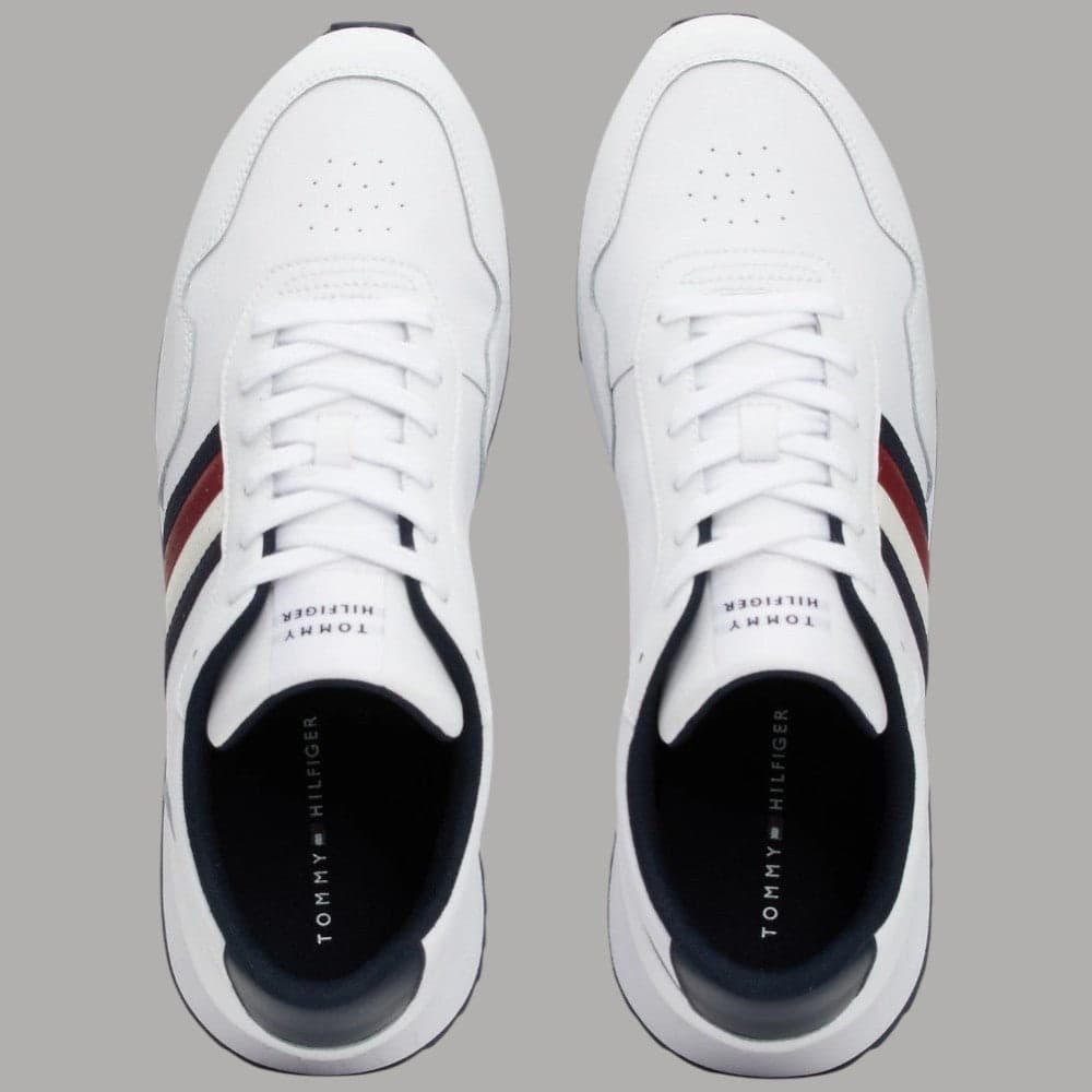 Tommy Hilfiger sneakers Runner Evo in pelle bianca modello basso con suola seghettata - 6