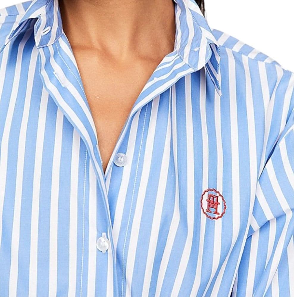 Tommy Hilfiger vestito midi a righe azzurro bianco WW0WW4143 - 3
