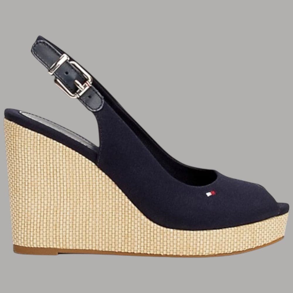Tommy Hilfiger sandali Elena Sling zeppe alte suola in poliestere riciclato blu