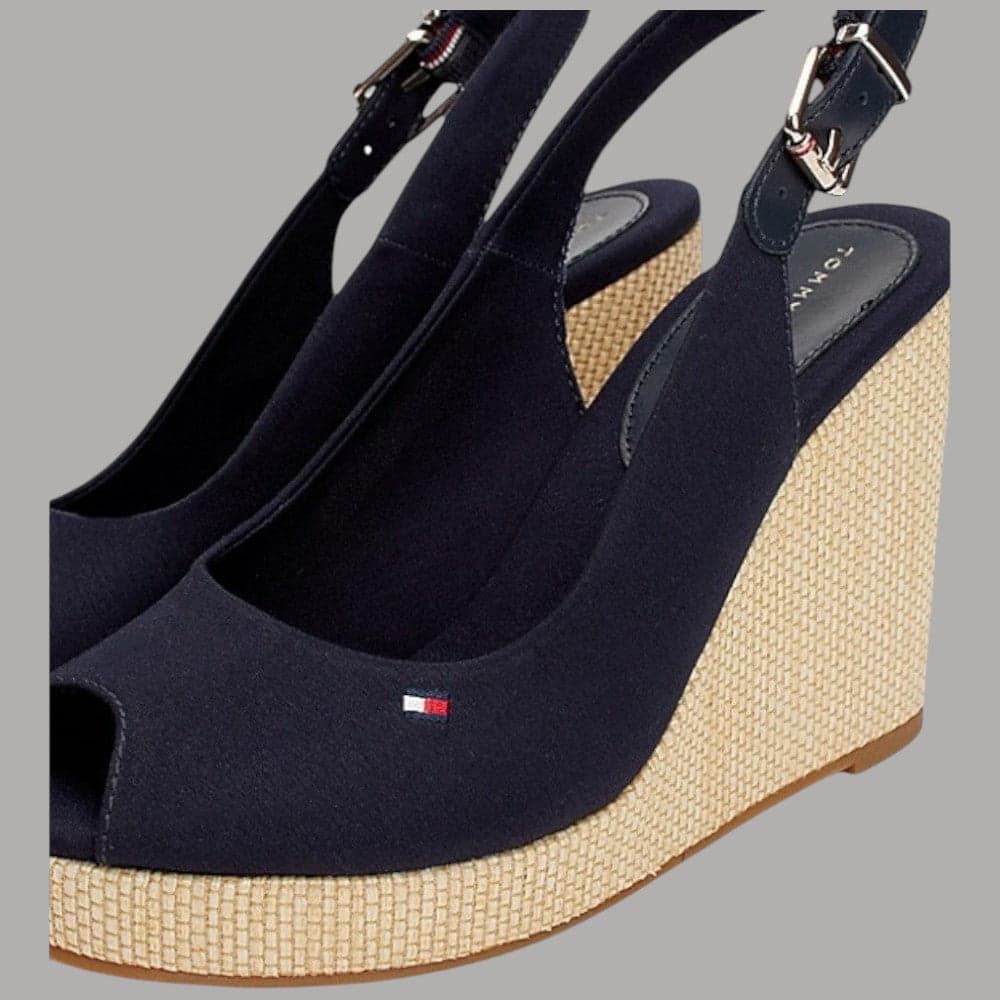Tommy Hilfiger sandali Elena Sling zeppe alte suola in poliestere riciclato blu - 3