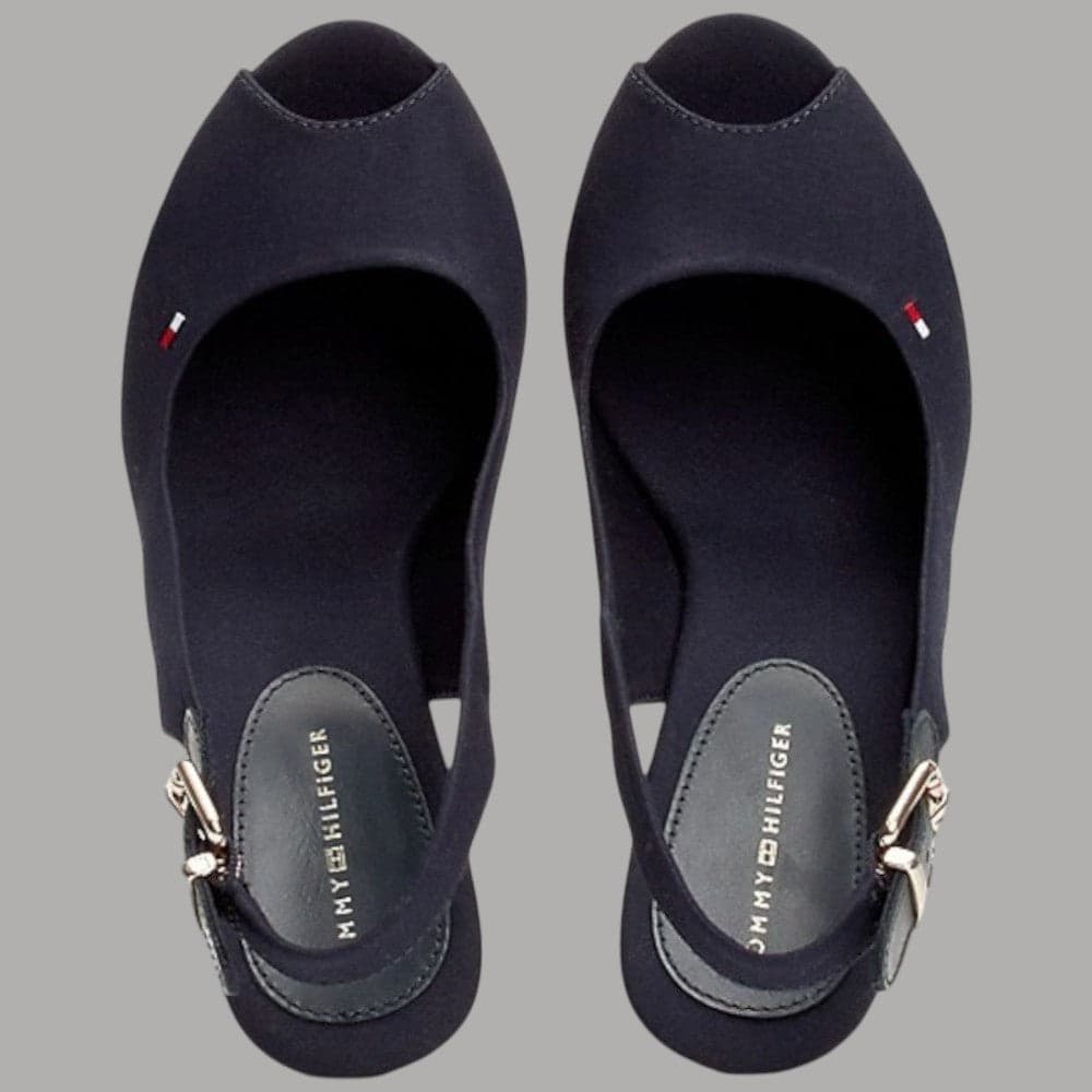Tommy Hilfiger sandali Elena Sling zeppe alte suola in poliestere riciclato blu - 4