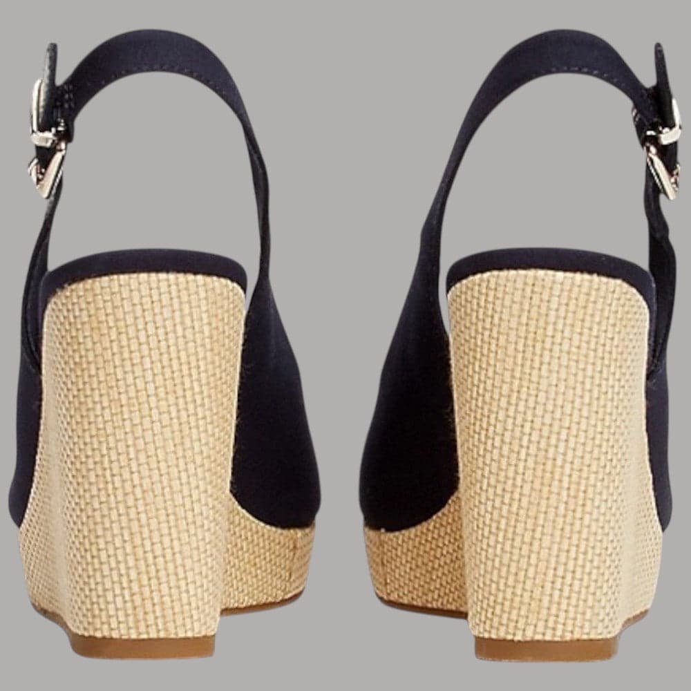 Tommy Hilfiger sandali Elena Sling zeppe alte suola in poliestere riciclato blu - 5