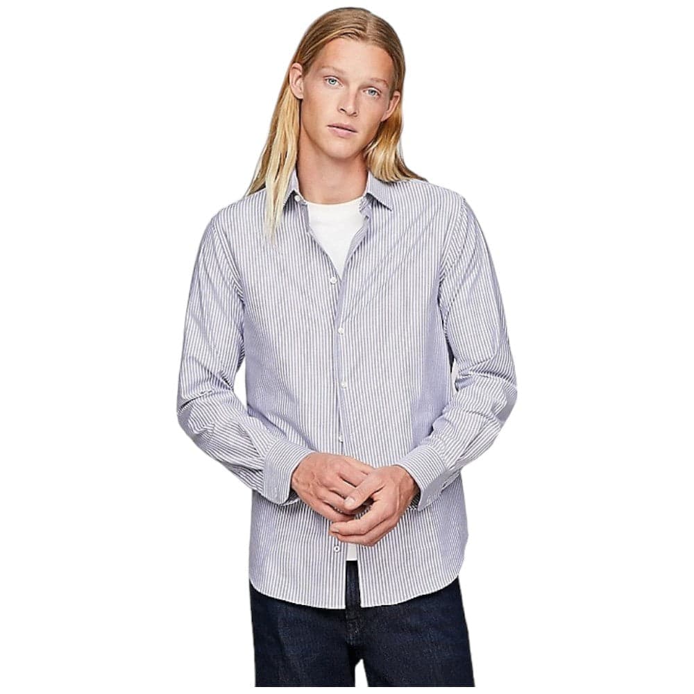 Tommy Hilfiger camicia a righe blu bianco MW0MW33838 - 6
