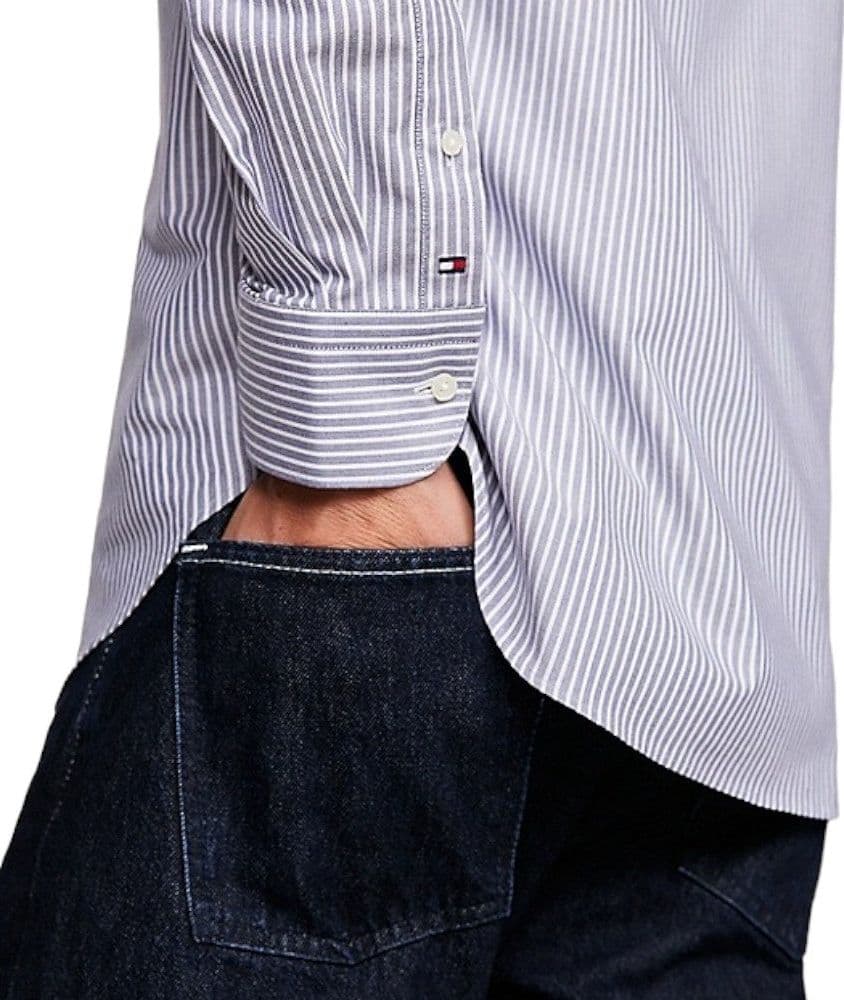 Tommy Hilfiger camicia a righe blu bianco MW0MW33838 - 4