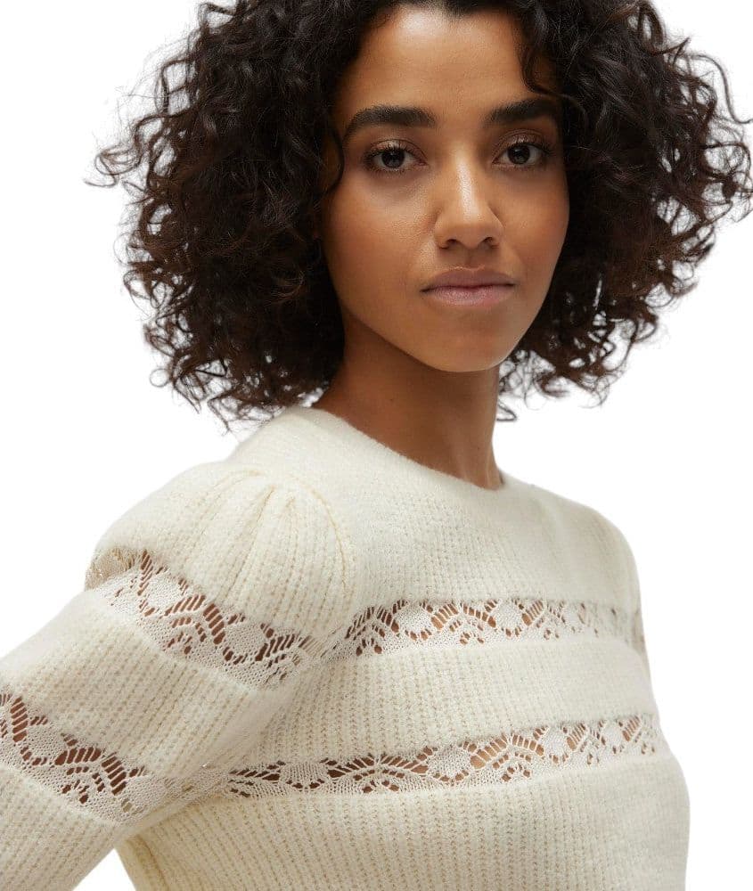 Vero Moda pullover panna con ricami Ea Lace 10310975 - 2