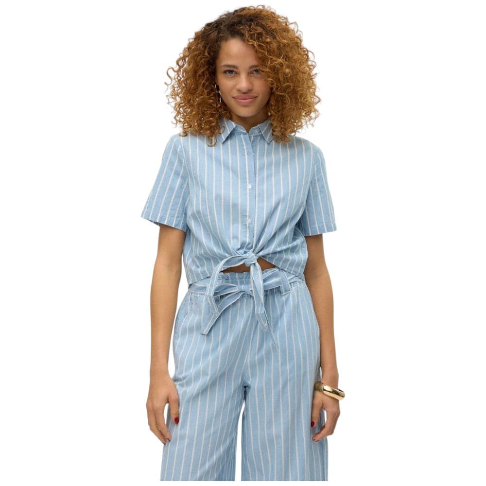Vero Moda camicia celeste a righe Leonie 10309722 - 7