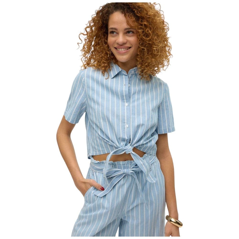 Vero Moda camicia celeste a righe Leonie 10309722 - 2