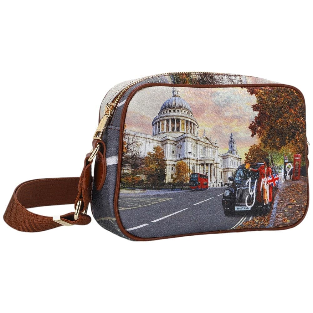 YNot borsa tracolla donna camera case ecopelle pelle tasche zip marrone - 2
