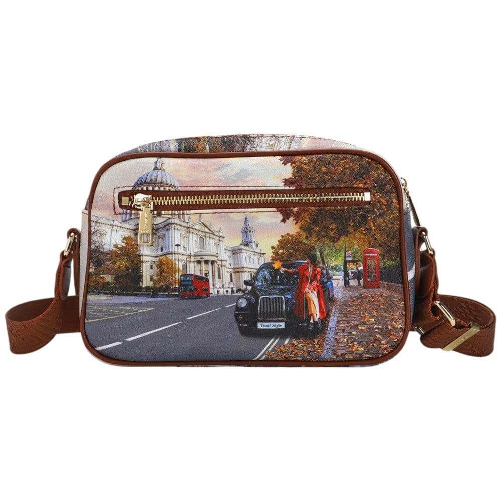 YNot borsa tracolla donna camera case ecopelle pelle tasche zip marrone - 3