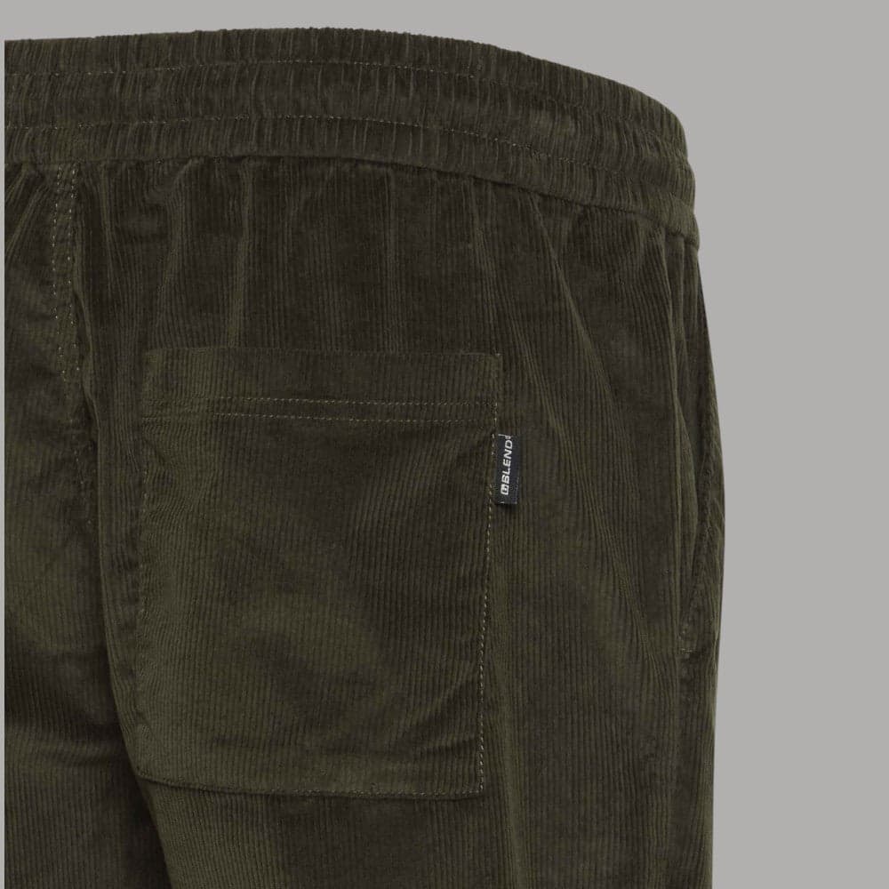 Blend pantaloni a coste verde con elastico 20716615 - 3
