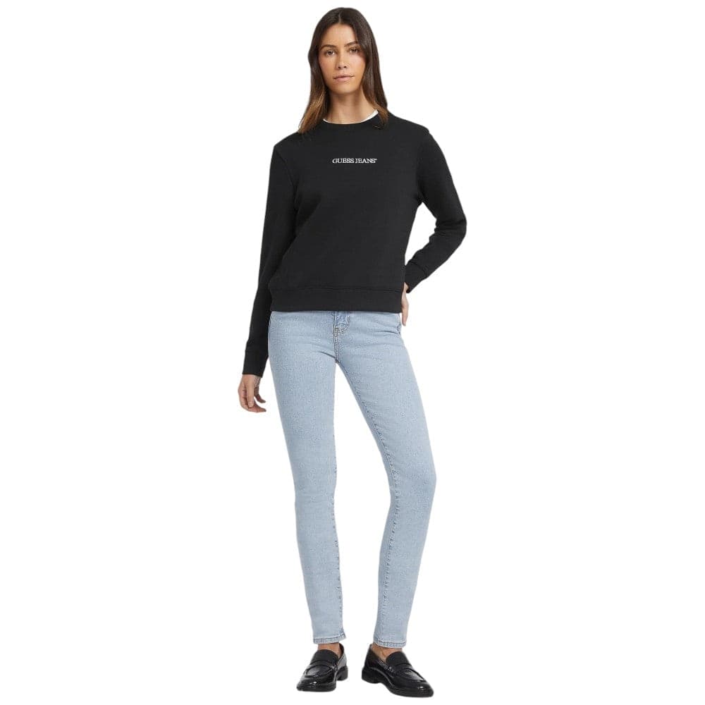Guess jeans felpa nera logo ricamato W4YQ10KC811JBLK - 2