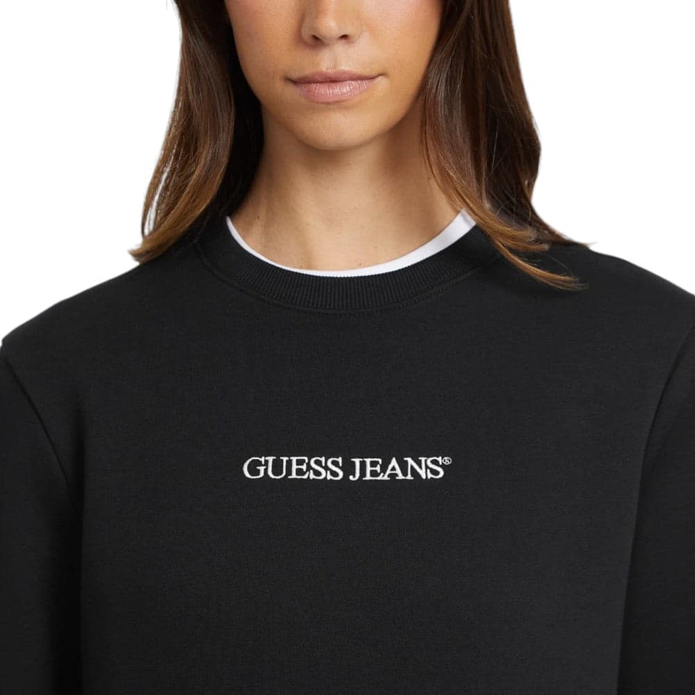 Guess jeans felpa nera logo ricamato W4YQ10KC811JBLK - 3