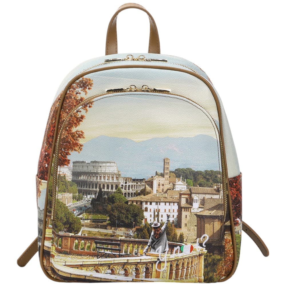 YNot zaino da donna ROME LANDSCAPE in ecopelle con tasche multiple - 3