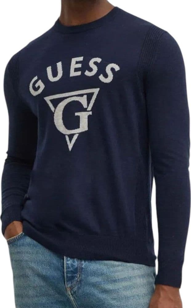 Guess pullover blu logo jacquard Edgar M4BR06 Z3H82 G7V2