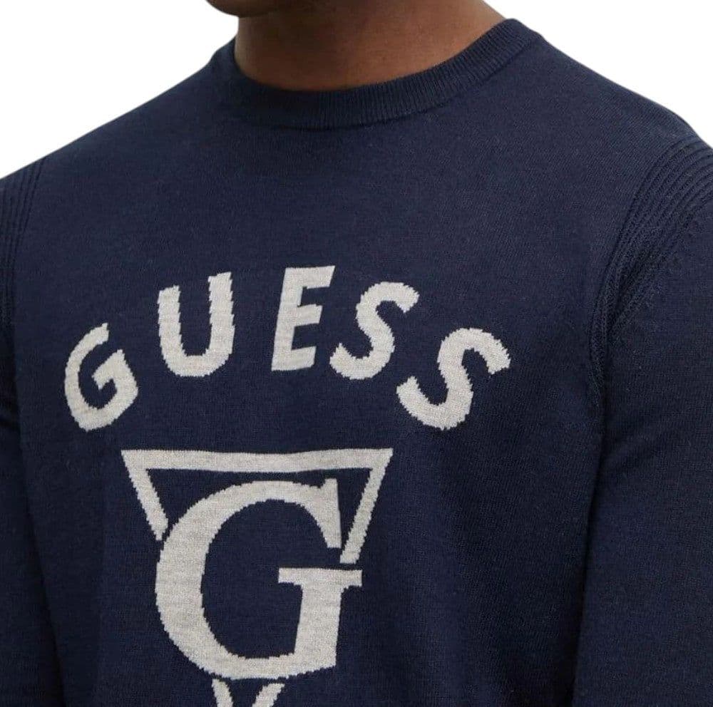 Guess pullover blu logo jacquard Edgar M4BR06 Z3H82 G7V2 - 2