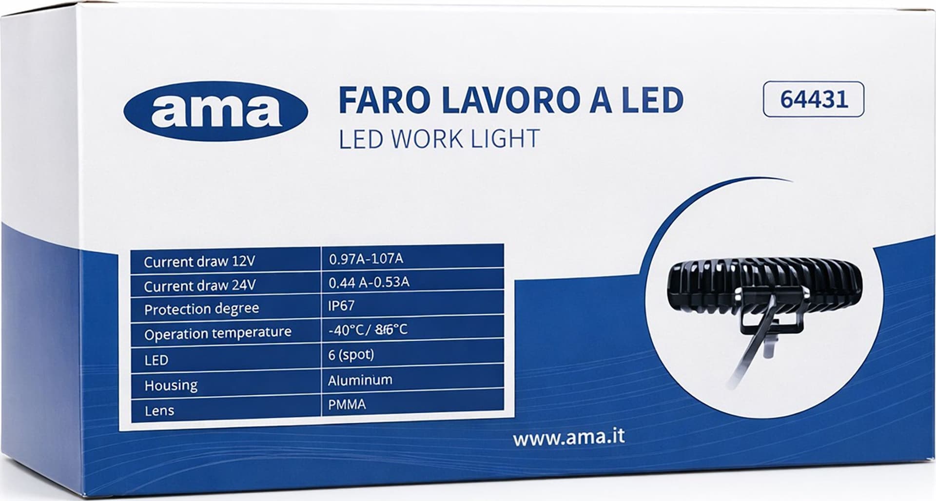 Faro da lavoro 6 LED a lungo raggio Spot 18W IP67 - 9