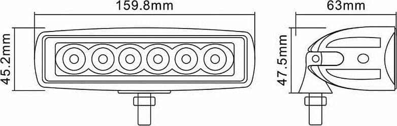 Faro da lavoro 6 LED a lungo raggio Spot 18W IP67 - 10